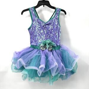 Weissman Showtime Go Bananas Violet Purple Teal Sequin Tutu Feathers 13837 XXLC